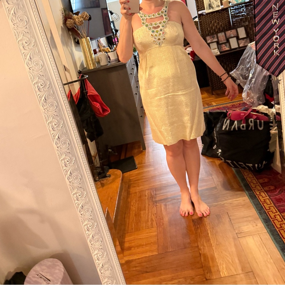 Shoshanna Shimmering Gold Dress